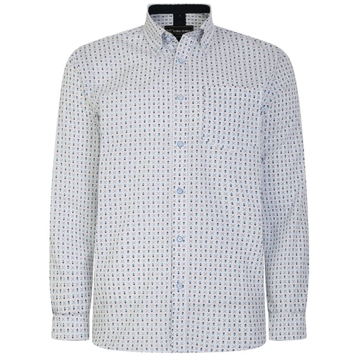 KAM Langarm-Hemd mit Dobby-Print, Weiß